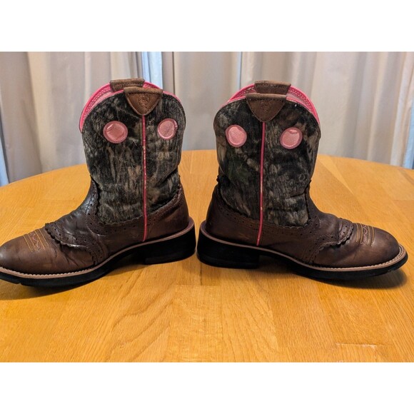 Ariat Fatbaby Western Camo Brown Leather Ranch Cowboy Boots 10006854 Womens 7B - Picture 9 of 11